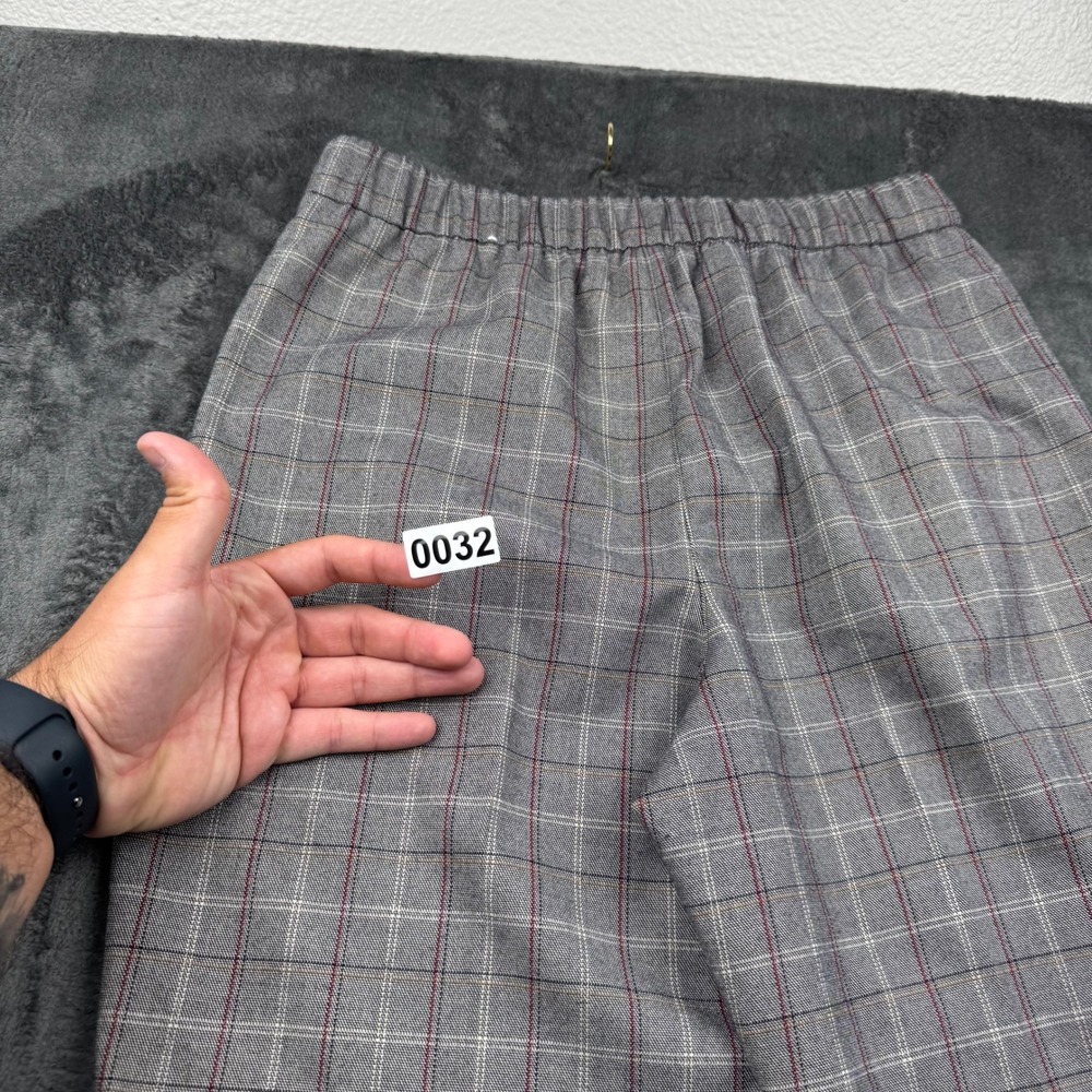 Express Womens High Rise Ankle Plaid Button Fly Trousers Grey Red Size Small - Picture 12 of 12